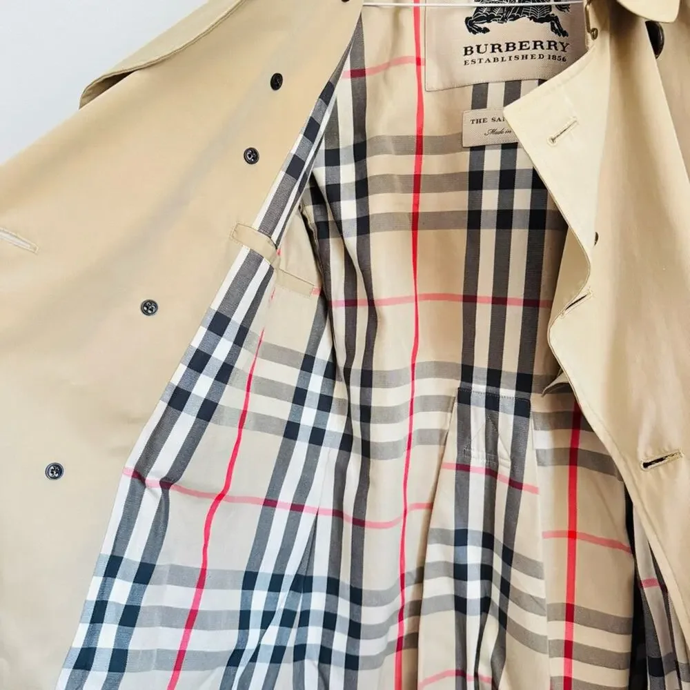 BURBERRY Heritage Khaki Tan Sandringham Trench Coat Rare Button Belt Coat M 46 - Picture 13 of 16